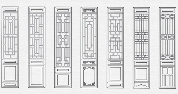 龙安常用中式仿古花窗图案隔断设计图